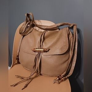 Vintage GUCCI Calf skin leather, bamboo  shoulder/ crossbody large  hobo bag,